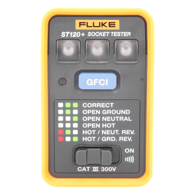 FLUKE - Probador de Tomacorriente / GFCI y Estándar / Señal Acústica / 6 Estados de Cableado / CAT III 300V / LEDs de Alto Brillo