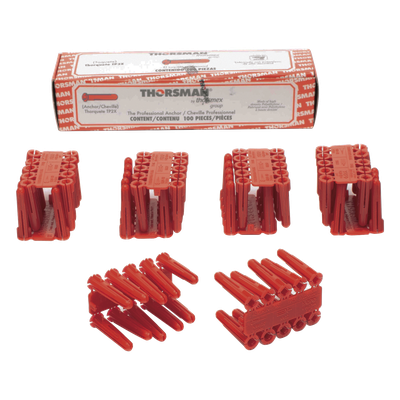 THORSMAN - Taquete de Anclaje / 1/4" / Doble Expansión Multidireccional / Carga 60 kg / HDPE Resistente / Paquete 100 Piezas