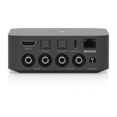 UBIQUITI - Streamer de Audio Digital / PoE o 12 VCC / Wi-Fi 6 / HDMI eARC / RCA / Óptico / USB-C / Multi-Zona 32 Dispositivos / AirPlay y Spotify Connect