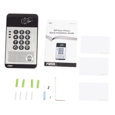 FANVIL - Audio Portero IP con 2 líneas SIP, relevador integrado, teclado numérico y lectora de tarjetas RFID para control de acceso, PoE
