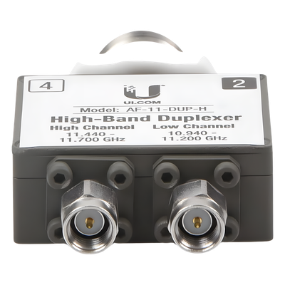UBIQUITI - Duplexer / 11 GHz Banda Licenciada / Alta 10.940-11.200 GHz y 11.440-11.700 GHz / PoE 50VDC / SMA+N-Type / -40 a 55°C