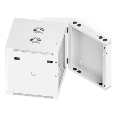 UBIQUITI - Gabinete Rack 12U / 600x703 mm / Puerta Vidrio Templado / Puerta Trasera Abatible / Paneles Laterales con Llave / Acero SPCC 1.2 mm