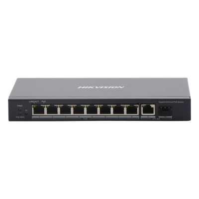 HIKVISION - Switch Gigabit PoE+ / No Administrable / 8 Puertos 1000 Mbps PoE+ / 1 Puerto 1000 Mbps de Uplink + 1 Puerto SFP / 110 Watts