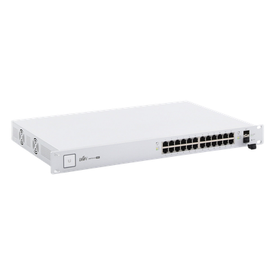 UBIQUITI - Switch PoE UniFi capa 2 Administrable de 26 puertos Gigabit (24 eth PoE y 2 SFP) 802.3 af/at / Pasivo 24V, 500 Watts, throughput de 38.69 Mpps