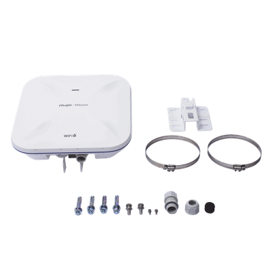 RUIJIE - Punto de Acceso Mesh Wi-Fi 6 / 2.4 GHz 574 Mbps / 5 GHz 1200 Mbps / PoE Gigabit / SFP Óptico / 4 dBi y 6 dBi / Exterior 360°
