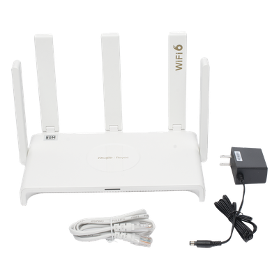 RUIJIE - Router Wi-Fi 6 / 2.4 + 5 GHz / 2x2 MIMO / 4 Puertos LAN Gigabit / Dual WAN / Mesh OFDMA / 192 Usuarios Concurrentes