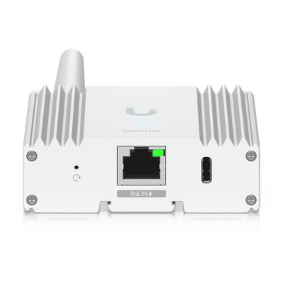 UBIQUITI - Gateway SuperLink / Alcance 2 km (1.2 mi) / 96 Clientes / Bluetooth 5.2 / PoE o USB-C / Montaje Pared o Riel DIN