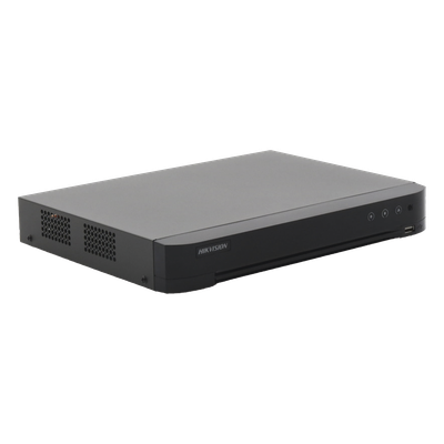 HIKVISION - DVR 8 Canales TurboHD + 8 Canales IP / 8 Megapixel (4K) / Acusense (Evita Falsas Alarmas) / Audio por Coaxitron / 1 Bahía de Disco Duro / 8 Entradas de Alarma / 4 Salidad de Alarma / H.265+