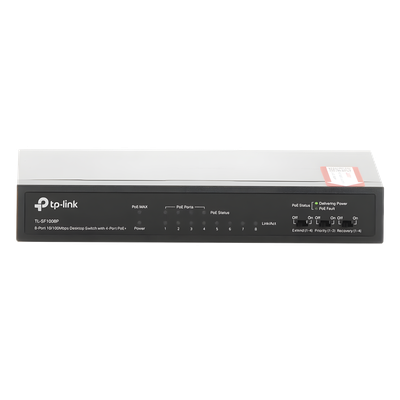 TP-LINK - Switch PoE+ No Administrable / 8 Puertos 10/100 Mbps / 4 Puertos PoE 802.3af/at / 66W / Alcance Extendido 250 m (820 pies) / Sin Ventilador