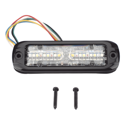 ECCO - Luz LED de Advertencia Exterior / 18 LEDs Tricolor / Perfil Ultra Delgado / 12-24 VDC / Óptica 360°