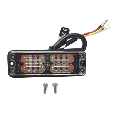 ECCO - Luz de Advertencia LED de Montaje en Superficie / 16 LED / Ámbar/Blanco / 36 Patrones Programables / IP67 / 0.5 Pulgadas de Profundidad