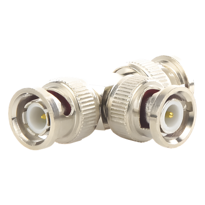 EPCOM TITANIUM - Adaptador Coaxial Tipo T / Triple BNC Macho / 75 Ohm / RG-59 y RG-6 / Níquel y Oro / 39.9 mm de Longitud