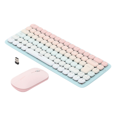 UGREEN - Paquete de Teclado y Mouse | 85 teclas en Español | Bluetooth y 2.4GHz |  Mouse Ambidiestro  | Sensor de DPI ajustable | Efectos de Iluminación del Teclado | Amplia compatibilidad | Color Rosa.