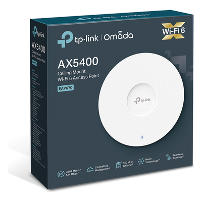 TP-LINK - Punto de Acceso Wi-Fi 6 / AX5400 / MU-MIMO 4x4 / Puerto 2.5 Gbps / PoE+ / Montaje Techo/Pared