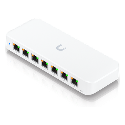 UBIQUITI - Switch PoE Capa 2 / 8 Puertos GbE / 7 Puertos PoE+ / 1 Puerto Entrada PoE++ / Presupuesto PoE 202 W / Conmutación 16 Gbps / Montaje Versátil