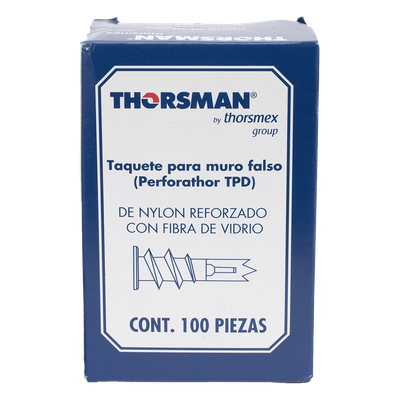 THORSMAN - Taquete auto-perforable / 5 kg carga / Poliamida con fibra de vidrio / -40°C a +80°C / 100 piezas