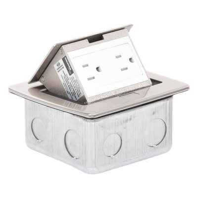 THORSMAN - Mini Caja de Piso Rectangular / Acero Inoxidable / 2 Contactos 127V / 15A / 12.4 x 12 x 7.2 cm / 4.88 x 4.72 x 2.83 pulg