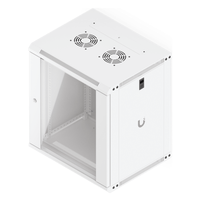 UBIQUITI - Gabinete Rack 12U / Montaje en Pared / 550 x 450 mm / Puerta de Vidrio Templado / Ventilación Integrada / Capacidad 50 kg