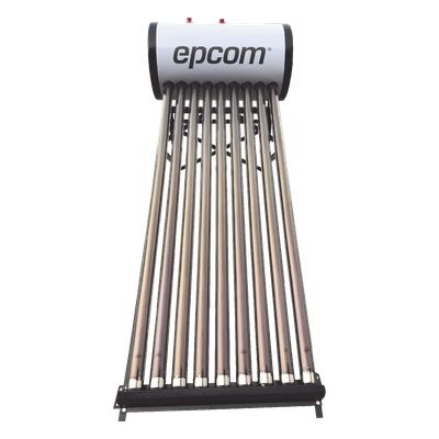 EPCOM - Calentador Solar de Agua / 90 Litros / 9 Tubos de Vacío / Baja Presión / Resistencia Granizo 25 mm (0.98 in) / Termotanque Inoxidable Grado Alimenticio
