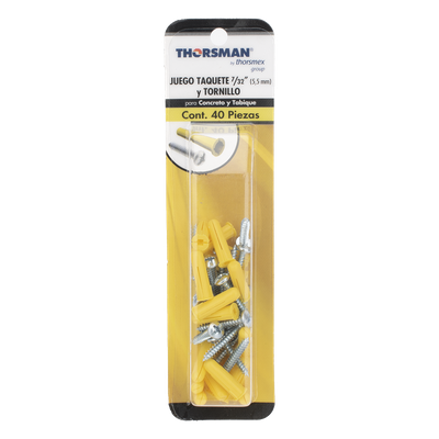 THORSMAN - Kit de Fijación / 20 Taquetes de 1" (25.4 mm) / 20 Tornillos 8 mm x 1" (25.4 mm) / Doble Expansión / Carga 50 kg / Polietileno HDPE