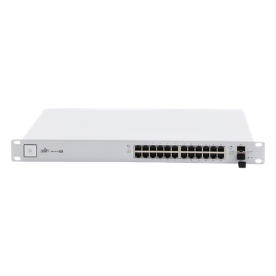 UBIQUITI - Switch PoE UniFi capa 2 Administrable de 26 puertos Gigabit (24 eth PoE y 2 SFP) 802.3 af/at / Pasivo 24V, 500 Watts, throughput de 38.69 Mpps