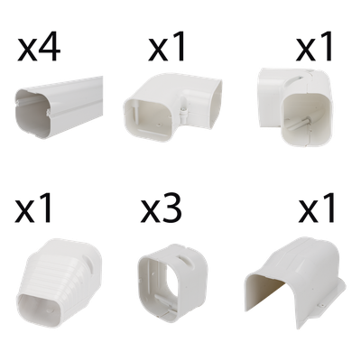 THORSMAN - Kit de Canaletas para Aire Acondicionado / 11 Piezas / PVC Rígido / Interior y Exterior / 1 m (3.28 ft) de Longitud / -20°C a 75°C