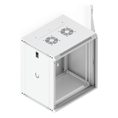 UBIQUITI - Gabinete Rack 12U / Montaje en Pared / 550 x 450 mm / Puerta de Vidrio Templado / Ventilación Integrada / Capacidad 50 kg