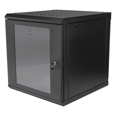 LINKEDPRO - Gabinete Rack de Pared / 12 Unidades / 19 Pulgadas / Carga 100 kg / Vidrio Templado / Acero Calibre 18 / Ventilación Superior 120 mm
