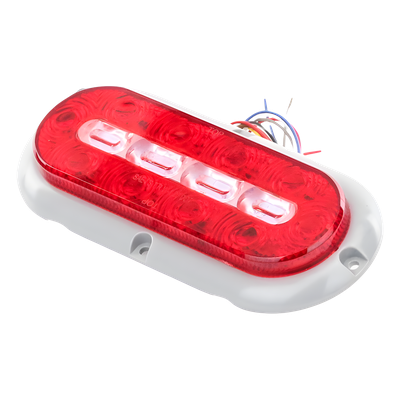 ECCO - Luz LED Ovalada Trasera / 18 LED / Rojo/Blanco/Ámbar / 7.5 Pulgadas / 69 Patrones de Destello / IP67 / 12-24 V / Perfil Bajo