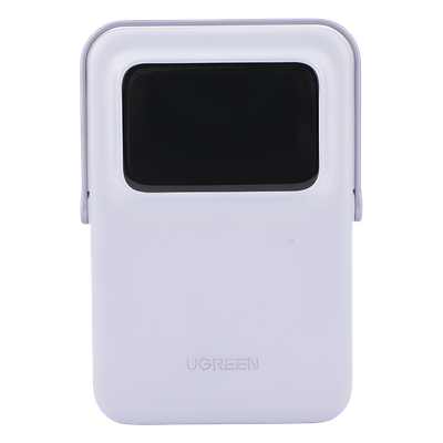 UGREEN - Power Bank Inalambrico | 5000mAh | 7.5W  |  Con Emojis de Estado | Carga Rápida USB-C Bidireccional  | Pantalla TFT  Inteligente | 13 niveles de Proteccion | Con Holder | Color Purple.