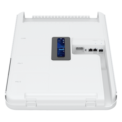 UBIQUITI - Cloud Gateway Montaje en Pared / Wi-Fi 6 Integrado / Enrutamiento 3.5+ Gbps / Switch PoE 420 W / Pantalla Táctil 4.7" / 18 Puertos / 10G SFP+