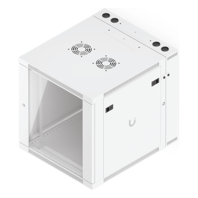 UBIQUITI - Gabinete Rack 12U / 600x703 mm / Puerta Vidrio Templado / Puerta Trasera Abatible / Paneles Laterales con Llave / Acero SPCC 1.2 mm