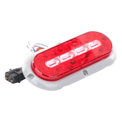 ECCO - Luz LED Ovalada Trasera / 18 LED / Rojo/Blanco/Ámbar / 7.5 Pulgadas / 69 Patrones de Destello / IP67 / 12-24 V / Perfil Bajo