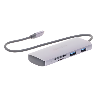 HIKSEMI BY HIKVISION - Hub USB-C 8 en 1 / HDMI 4K@30Hz / 3x USB 3.0 5 Gbps / Lector SD + Micro SD / PD 100W / Aluminio 112 mm (4.4 in)