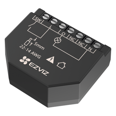EZVIZ - Relevador Wi-Fi Inteligente / Control de Iluminación / 1 Salida 125V / Wi-Fi 2.4 GHz / Consumo Energético / Calibre 14-22