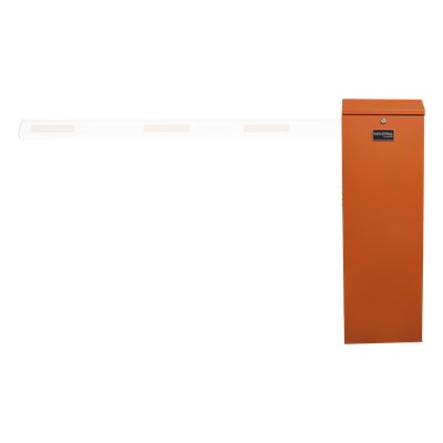 ACCESSPRO - Barrera vehicular izquierda / Soporta brazo de hasta 3 m / Apertura en 1.5 s /Final de carrera ajustable por programación / Movimiento fluido / Diseño elegante color naranja