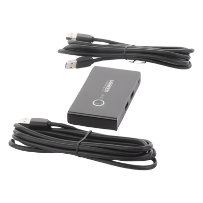 UGREEN - Conmutador USB / 4 Puertos USB 3.0 / 2 PC / Switch Manual / Alimentación Extra 5V / Cables 1.5 m (4.9 ft)