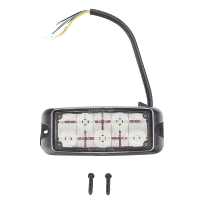 ECCO - Luz de Advertencia LED / 10 LED / Rojo/Azul / 5x2 Pulgadas / 12-24 VDC / Montaje Superficial / IP Resistente al Agua / SAE Clase I