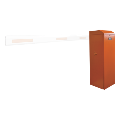 ACCESSPRO - Barrera vehicular izquierda / Soporta brazo de hasta 3 m / Apertura en 1.5 s /Final de carrera ajustable por programación / Movimiento fluido / Diseño elegante color naranja