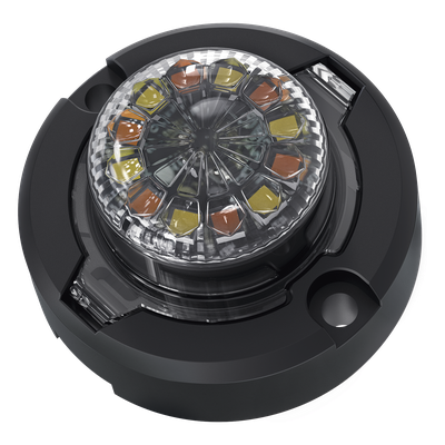 SIGNALPRO - Estrobo LED / 12 LED Alta Intensidad / Rojo-Azul / Lente Transparente / Bisel Negro / IPX7 / 12 VCD