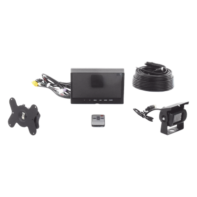 EPCOM - Sistema de Cámara de Reversa Alámbrico / Monitor LCD 7 Pulgadas Full HD / Cámara IR CMOS 18 LEDs / Ángulo de Visión 120° / IP69K / 12/24 VCC / Cable 20 m (65.6 ft)