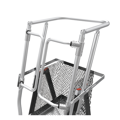 LITTLE GIANT LADDER SYSTEMS - Escalera de Fibra de Vidrio con Jaula / Ajuste de Altura 8' a 14' (2.44 a 4.27 m) / Carga Máxima 170 kg (375 lb) / Nivelación en Ruedas Ratchet™ / Peso 58.5 kg (129 lb)