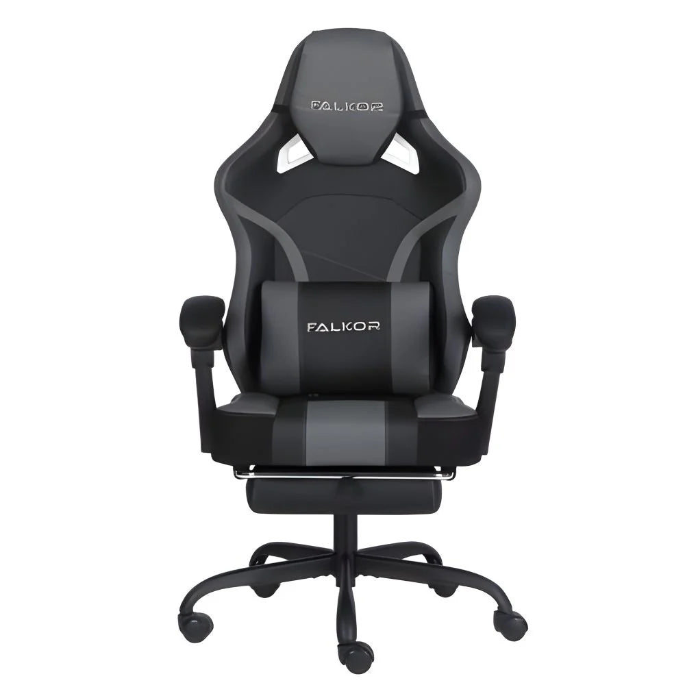 NEXTEP SOLUCIONES - Silla Gamer Nextep Ergonomica Falkor Masaje Lumbar y Reposa Pies Color Gris/Negro