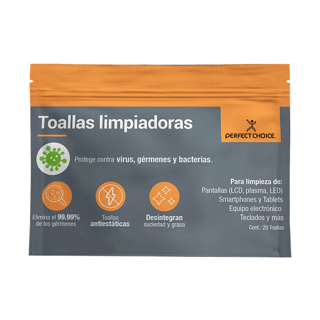 PERFECT CHOICE - Toallas Limpiadoras Perfect Choice 20x17 cm para Pantallas (TVs-Monitores)