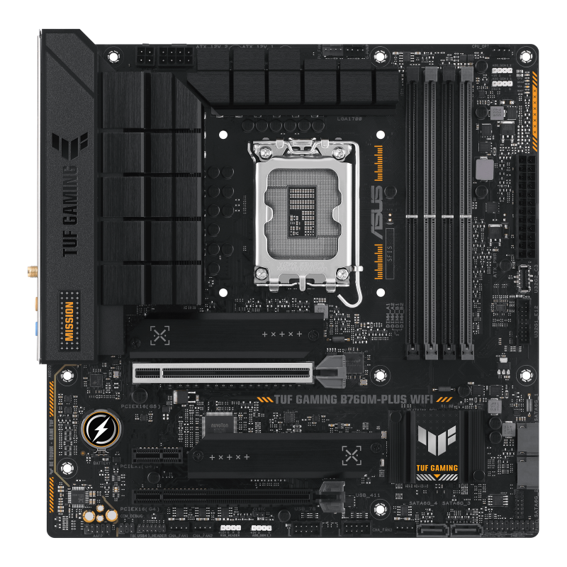ASUS - Tarjeta Madre Asus TUF Gaming B760M-PLUS WIFI II 4xDDR5 192GB 7800Mhz PCIe 5.0 M.2 HDMI DP S 1700 13th 14th mATX Wi-Fi6E