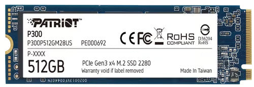 PATRIOT - Unidad SSD Patriot M.2 512GB P300 PCIE 3.0 NVME 2280 1200MB/s Escritura 1700 MB/s Lectura